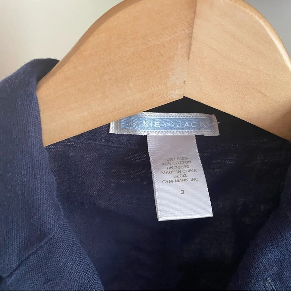 Janie and Jack Navy Blue Linen Cotton Blazer Jacket 3t